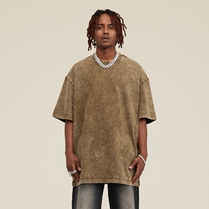 Camiseta de algodón lisa vintage de alta calidad para hombre, diseño oversize con hombros caídos, personalizable al por mayor para tu marca - Product Image 1