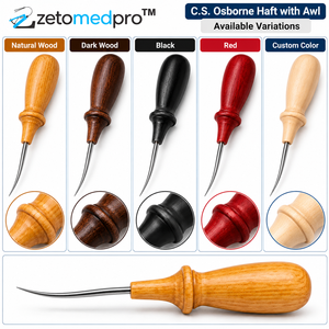 Punzón de costura de cuero con mango de madera, punta larga de acero inoxidable, mango marrón natural, herramienta para joyería y artesanía en cuero ZETOMEDPR - Product Image 2