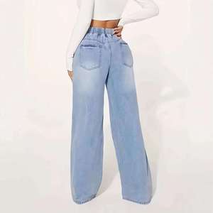 Jeans de cintura alta para mujer, estilo streetwear, ajustados, de pierna recta, casuales, de largo completo - Product Image 2