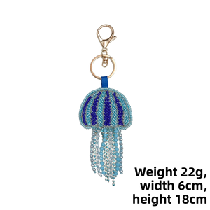 Porte-clés artisanal orné de perles, pendentif en tissu brodé floral, porte-clés décoratif brodé à la main - Product Image 4