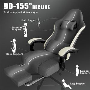 Sedia da Gaming Ergonomica Girevole con Cuscino a Molle Insacchettate, Tessuto Traspirante, Supporto Lombare Regolabile, Poggiapiedi per Computer - Product Image 4
