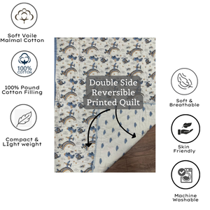 Edredón para Bebé Premium de Jaipur, Estampado a Mano, Sostenible, Ultra Suave, 100% Algodón, Reversible, Duradero, 200 Hilos, para Viajes y Guardería - Product Image 3