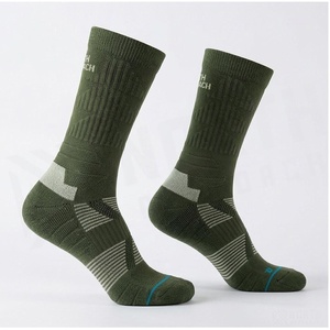 Crew <b>Socks</b> Geometric Pattern Olive Green <b>Moisture</b> Wicking Hiking <b>Socks</b> for Adults Autumn Season - Product Image 3