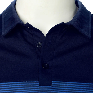 Polo en tricot à manches courtes pour homme, design décontracté à blocs de couleur et rayures, coupe classique, bleu - Product Image 6
