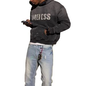 Sudadera con Capucha Vintage de Alta Calidad, Lavada y Desgastada, Personalizada, Estilo Urbano para Hombre, 100% Algodón, Bordada, Tallas Grandes, Invierno, Venta al Por Mayor - Product Image 5