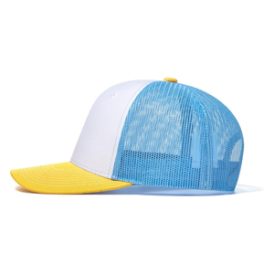 Gorra Trucker Blanca, Azul y Amarilla de 6 Paneles, Malla Ajustable, Unisex, Casual, Primavera Verano, Artículo 2026 - Product Image 5
