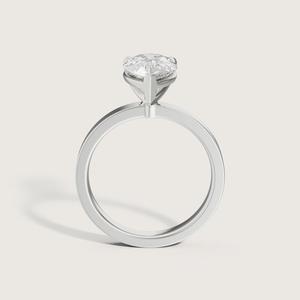 Anillo de Diamante Cultivado en Laboratorio con Corte Pera de 2 Quilates, Oro Sólido de 14K, Banda de 2.5MM, Anillo de Compromiso y Boda Solitario para Mujer - Product Image 5
