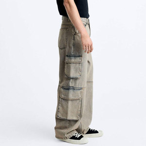 OEM Denim Baggy Loose Denim <b>Pant</b> for Men Relaxed Fit Straight Leg Cargo Pocket Style Denim Comfortable <b>Pants</b> - Product Image 2