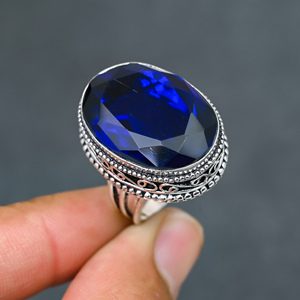 Magnifique bague tendance en topaze bleue de Londres, en argent sterling 925 massif, bijoux faits à la main, vente en gros directe d'usine - Product Image 3
