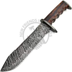 Cuchillo Bowie de Acero de Damasco de 16 Pulgadas, Hecho a Mano, Nuevo, con Mango de Madera de Palisandro, Cuchillo de Caza de Hoja Fija Afilada de Colección - Product Image 1