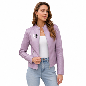 high quality <b>woman</b> leather <b>jacket</b> offering sleek design comfortable fit and reliable warmth for everyday fashion and outdoor use - Product Image 1