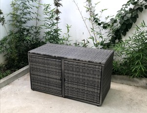 Boîte de rangement décorative en rotin gris moderne de haute qualité, résistante aux intempéries, avec cadre métallique pour mobilier de jardin - Prix de gros - Product Image 3