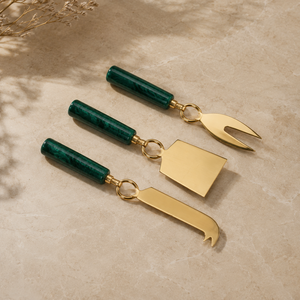 Elegant <b>Cheese</b> Knife <b>Set</b> with Green Resin Handles and Gold Metal Blades Durable Cutlery for <b>Cheese</b> Serving - Product Image 1