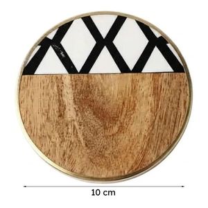 Curio Craft Wooden <b>Coasters</b> Set Geometric Pattern Modern Design Non Slip Eco-Friendly Resin Wood <b>Drink</b> Mats for Table Decor - Product Image 4