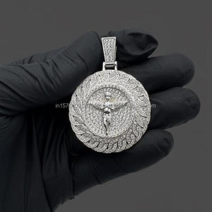 Luxury Hip Hop Jewelry Pendant Lab Grown Diamond 925 Sterling Silver Flooded Necklace Statement Piece - Product Image 1