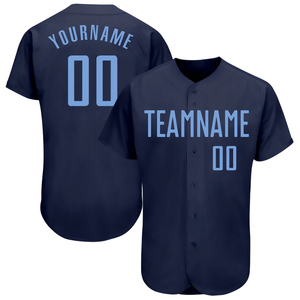 Custom Baseball Jersey Men's Navy Blue Short Sleeve Team Name Printed Moisture Wicking Regular Fit All Seasons - Product Image 1