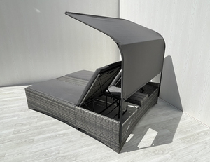 DS00076 Direct factory in Vietnam Modern <b>Grey</b> Flat Wicker Steel <b>Frame</b> Sun Lounger Polyester Cushion Outdoor/Courtyard Villa - Product Image 4