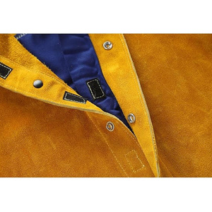 Veste de travail en cuir de vachette hybride et coton, résistante à l'abrasion et à la chaleur, pour soudeurs - Product Image 4