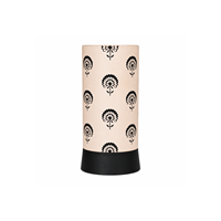 Lampu Meja Minimalis dengan Kap Lampu Linen Bermotif Bunga Hitam |   Lampu Tidur LED Modern |   Lampu Ambient Dekoratif untuk Ruang Tamu