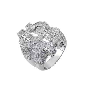 Best Quality Geometric <b>Cocktail</b> <b>Ring</b> Men's <b>Gold</b> Plated Lab Created Cubic Zirconia Emerald Cut Pave Setting Hip Hop Glam Party - Product Image 3