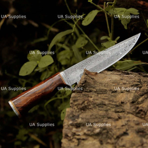 Couteau de chasse Bowie à lame fixe en acier Damas fait main, pointe tombante, manche en bois, épaisseur 0,5 mm, longueur totale 15 pouces, fabrication OEM - Product Image 3