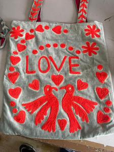 Sac de courses réutilisable fait main, écologique, durable et robuste, en coton matelassé et velours, imprimé à la main, réversible, motif floral - Product Image 2