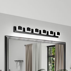 Moderna Lampada da Bagno a 6 Luci LED, Illuminazione per Specchio in Acrilico Nero - Product Image 3