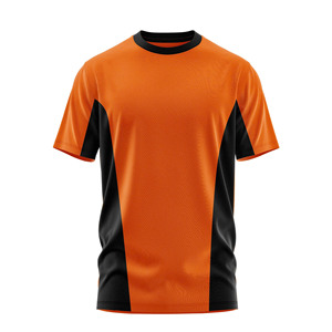 เสื้อยืดแขนสั้นผู้ชาย สีส้มดำ คอโอ ทรงสปอร์ต ผ้าถัก แห้งเร็ว ทรงปกติ - Product Image 1
