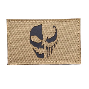 <b>Patch</b> House Rectangular Canvas <b>Patch</b> With Skull And Gun Design <b>Sew</b>-<b>On</b> Appliqued 3D Embossed For Bags - Product Image 4