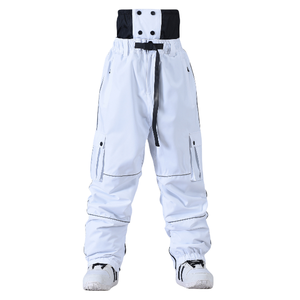 Pantalon cargo harem taille haute pour homme avec cordon de serrage, plusieurs poches, style workwear, tissu toile gris foncé - Product Image 3