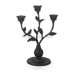 Bougeoir en fonte rose de qualité supérieure support conique à 3 bras pour fête de mariage décor de maison et d'événement disponible dans divers styles et tailles - Product Image 1
