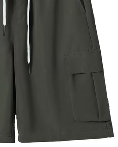 Men's Color Blocking Polo Shirt Patchwork Design Casual Style Black and Olive Green Short Sleeve Top - Product Image 5