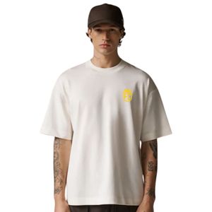 Men Oversized Neutral T Shirt Short Sleeve Crew Neck Cotton Casual Streetwear Top <b>Small</b> <b>Chest</b> Logo Print Summer Tee - Product Image 5