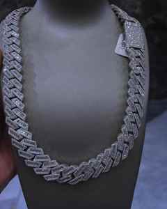 Cadena Cubana Hip Hop con Moissanita de Corte Brillante, Plata de Ley 925, Certificación GRS, Bañada en Oro de 10K, Colgante de Tamaño Ajustable para - Product Image 5