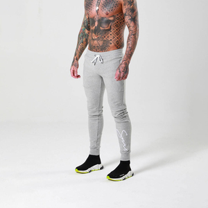 Gray Polyester <b>Slim</b> Fit Fleece <b>Jogger</b> Pants Men Casual Sweatpants Drawstring Elastic Waist Side Pockets Quick Dry Streetwear - Product Image 3