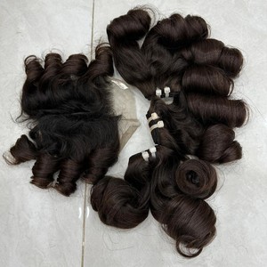 Extensiones de Cabello Humano Vietnamita Virgen con Doble Trama, Ondas Rizadas y Voluminosas, Color Ombre Marrón Oscuro, de Doble Grosor, para Tejer Pelucas - Product Image 4