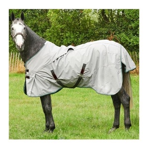 Waterproof Turnout Horse Rug Black with Teal Trim 600D Oxford <b>Fabric</b> Large Tail Flap 4 Leg Straps <b>Star</b> Print Winter Outdoor Use - Product Image 4