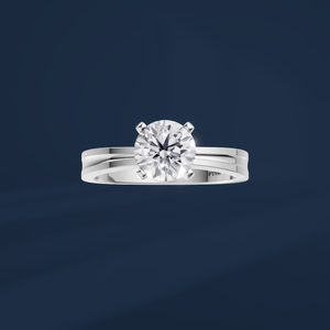 Bague de fiançailles classique en diamant rond taille brillant de 1 carat en platine PT950 pour femme - Product Image 2