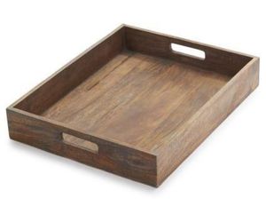 Plateau de service rectangulaire en bois, couleur unie, design minimaliste poli, durable, pour plats et assiettes - Product Image 4