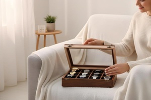 AHTE MANUEXPO UR-065 Wooden Watch <b>Box</b> & Display Case Organizer for Men and Women-Multicolor 10-Slot Jewelry <b>Storage</b> Gift - Product Image 1