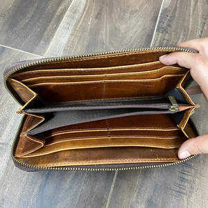 Nueva billetera personalizada hecha a mano de cuero genuino con cremallera, tarjetero de viaje a la moda, billetera para teléfono móvil para damas - Product Image 6