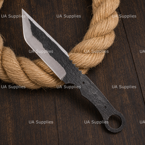 Cuchillo de caza y camping UA Supplies Drop Point 1095 de acero al carbono, hoja completa, filo recto, herramienta de supervivencia DIY, mango personalizado - Product Image 3