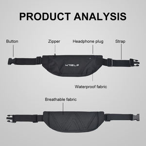 The PLAYER'S POINT <b>Black</b> 600D Polyester Durable Unisex Waist <b>Bag</b> 16x32x10cm Multi-Pocket with Adjustable <b>Strap</b> for Daily Use - Product Image 4