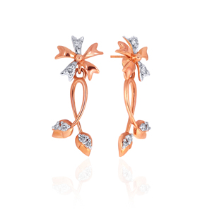 Celeste Spiral Lab Grown <b>Diamond</b> Stud <b>Earrings</b> Rose Gold 14K Round Brilliant Cut Minimalist Design Women's - Product Image 3