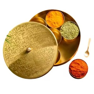 High Quality Masala Storage Container Metal with Decorative Lid Kitchen Organizer for Spices <b>Herbs</b> Use - Product Image 3