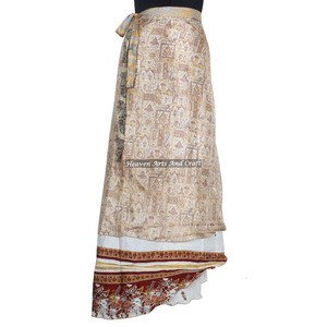 Boho New Two Layered Reversible New Indian Around Silk Sari <b>Wrap</b> <b>Skirts</b> Reversible 2 Layer Adults <b>Wrap</b> Around <b>Skirt</b> Indian Multi - Product Image 2