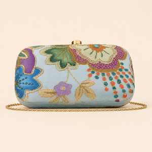 Embroidered Floral <b>Sequin</b> Fashion Clutch <b>Bag</b> Polyester Medium Capacity Silk Lining Chain Strap Evening Purse Woven Handbag - Product Image 1
