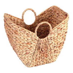 <b>Rustic</b> Water Hyacinth Basket, Hand Woven Storage Hamper With Handle Premium Handcrafted Home Decor From Vietnam Factory - Product Image 1
