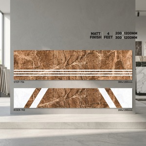 Luxe Vistaar marque finition mate bonne qualité plancher d'escalier en céramique carrelage en porcelaine émaillée nez d'escalier, carrelage en porcelaine pour escaliers - Product Image 6