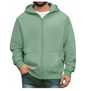 Sweat-shirt à capuche zippé pour homme, hiver, uni, impression de logo personnalisée, service OEM, molleton, manches longues - Product Image 4